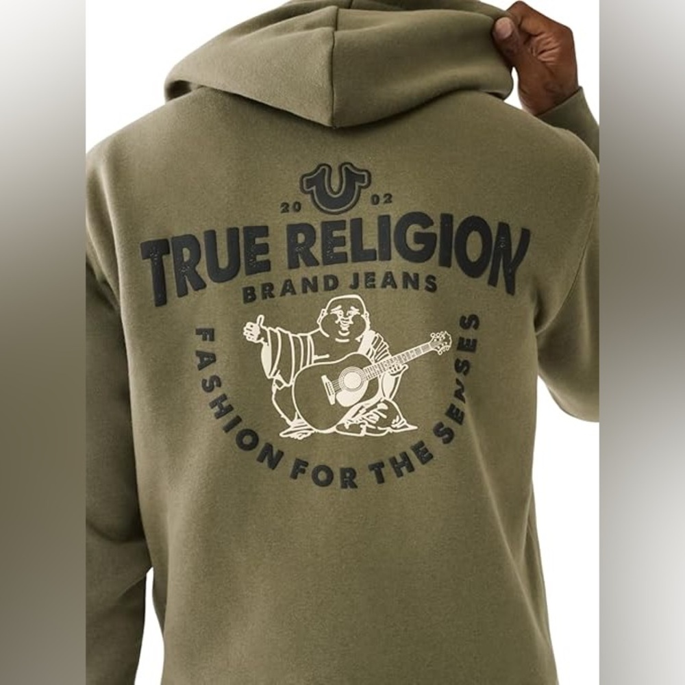 True Religion Green Bhudda Core Zip Up Hoodie Men’s Size Small-Medium Y2K 2002
